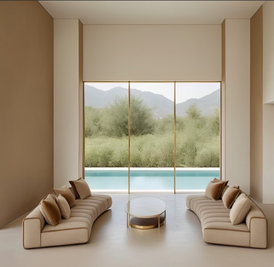 al maha lounge looking out onto swimming pool
