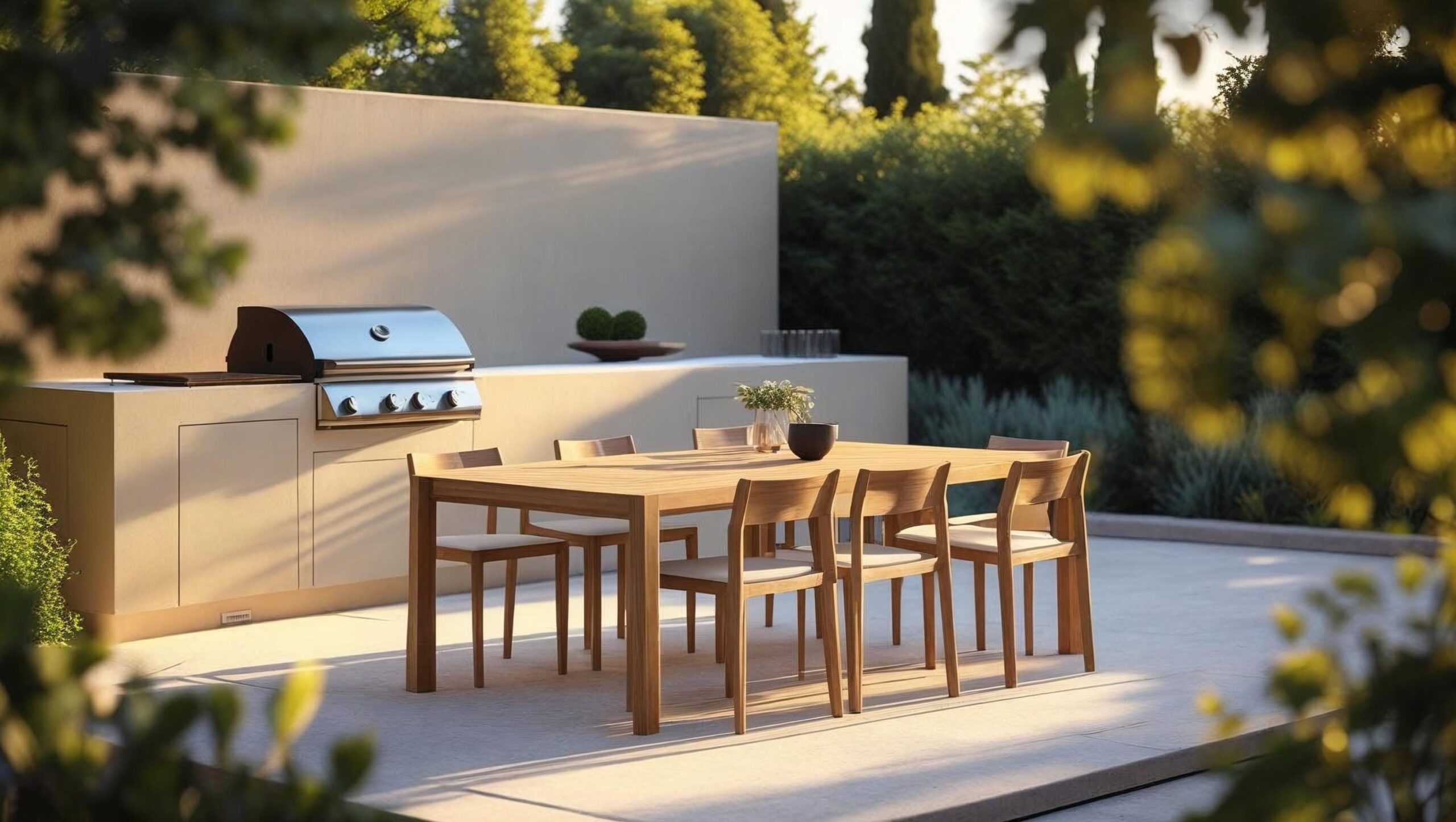 outdoor dining area in the meadows dubai